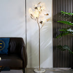 Olivia Floor Lamp Leaf Artistic, Ceramic/Metal, White/Gold, Study