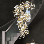 Olivia Modern Gold Staircase Chandelier, Metal & Ceramic