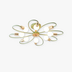 Arisha Elegant Metal/Glass Flush Mount Ceiling Light, Grey/Green