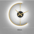 Arisha Modern Clock Metal/ LED Wall Lamp, Black/Gold