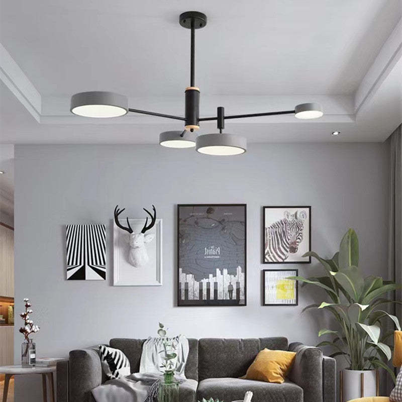 Arisha Pendant Light LED, Metal & Wood, Grey/White/Gold