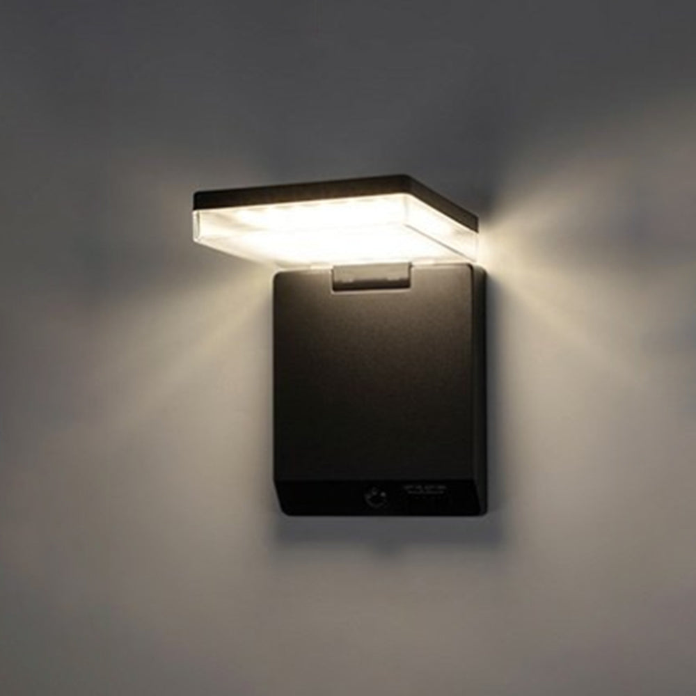Ray Modern Minimalist Right-Angle Sensor Solar Waterproof Outdoor Wall Lamp, Black