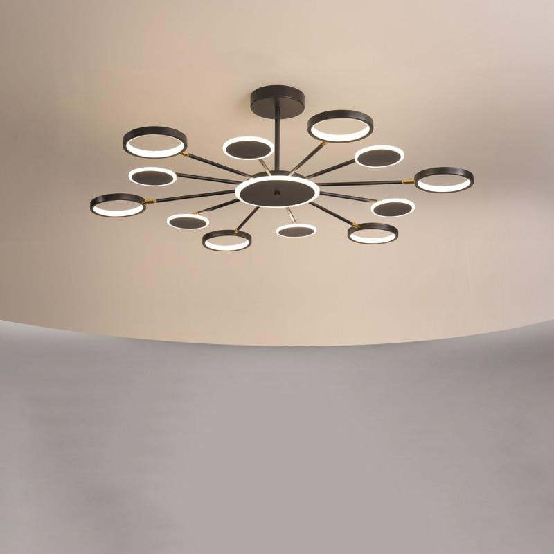 Arisha Modern Led Chandelier, Geometric, Black Dimmable