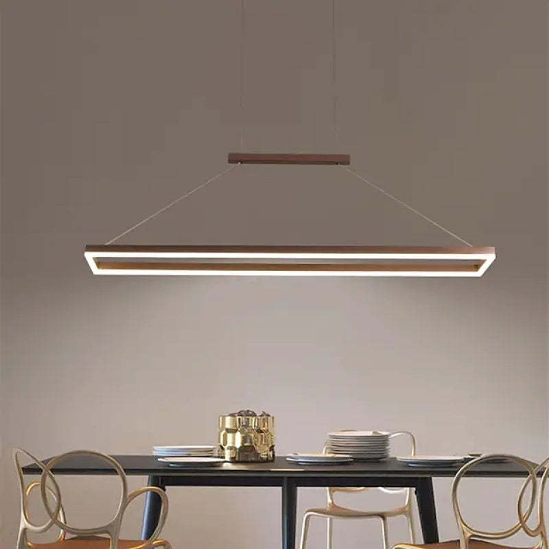 Gloen Modern Rectangular Hanging Pendant Light, Gold/Coffee
