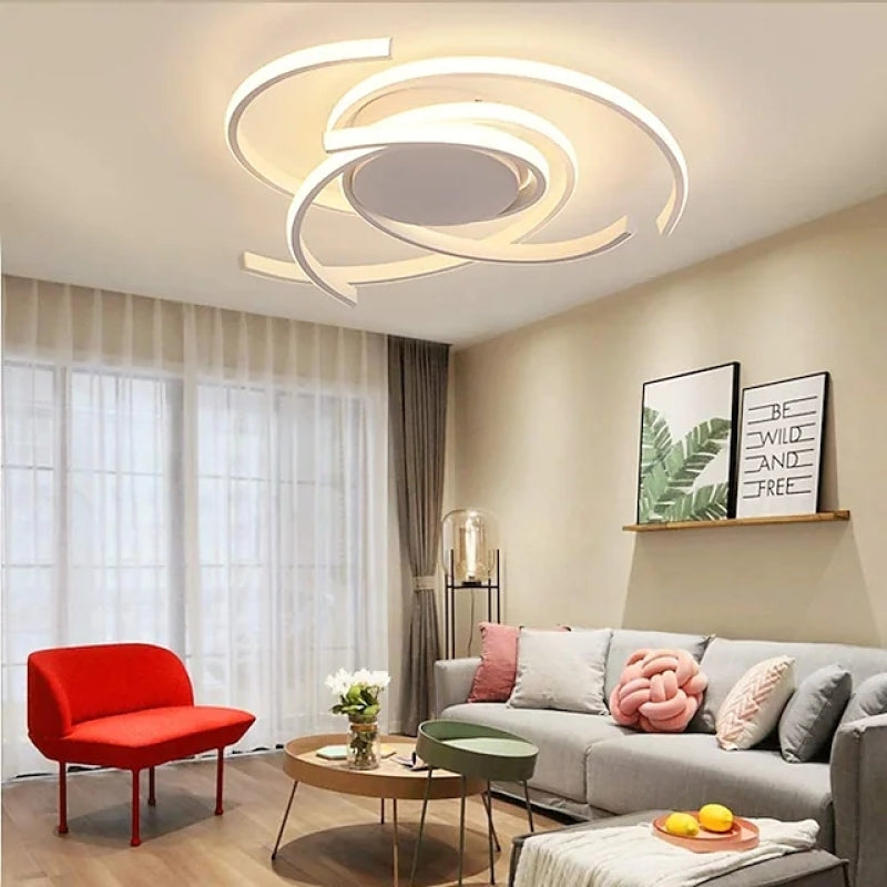Arisha Modern Multi Arc Linetype Ceiling Light,Black/White