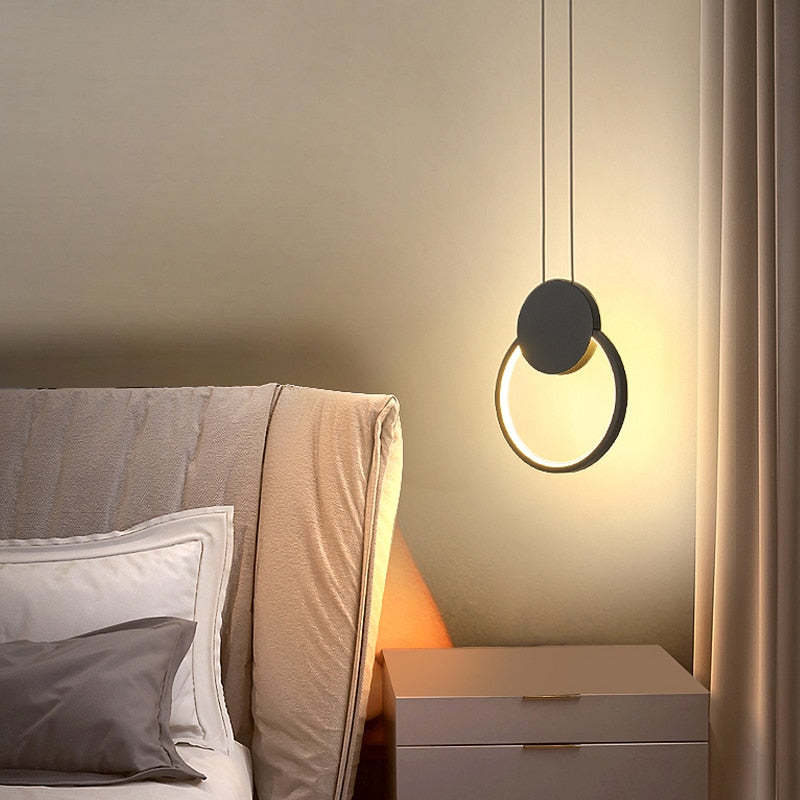 Doria Modern LED Pendant Light Black/White Metal Living Room