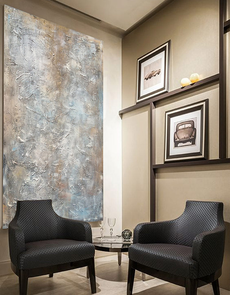 Neutral Tone Vertical Oil Painting Hand Painted