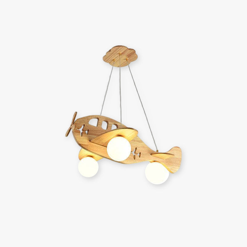 Arisha Vintage Airplane Shape Pendant Light, Wood