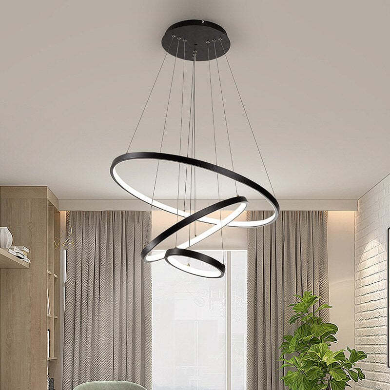 Aluna Pendant Light, Inner Ring Illuminated, White/Black/Gold