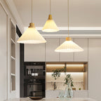 Muto Pendant Light Umbrella Shape Art, Wood, White, Bedroom