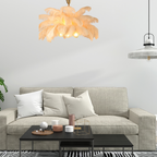 O'Moore Nordic Luxury Pendant Light, Brass/Feather