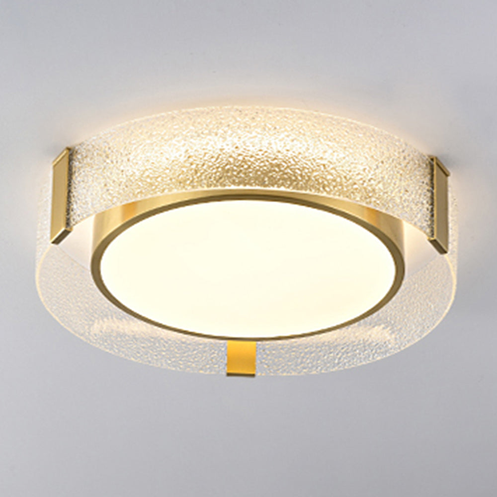 Arisha Modern Round Metal/Glass Flush Mount Ceiling Light, Gold