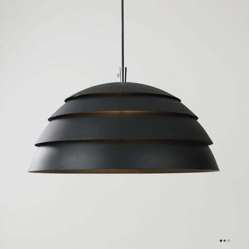 Arisha Design Semi-Globe Metal Pendant Light, Black/White
