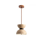 Tersus  Travertine Hourglass Pendant  Light Double-dome