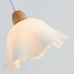 Muto Minimalist Flower /Wood Pendant Light, White