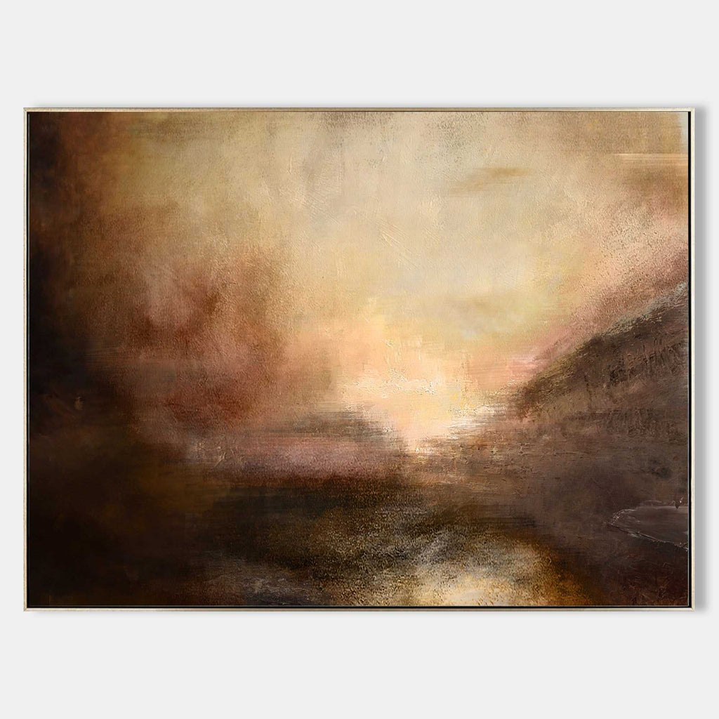Serene Warm Tonal Seascape Abstract Oil Painting