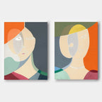 Modern Cubist Diptych Elegant Wall Art Sophisticated