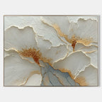 Luxury White & Gold Floral Impasto Painting