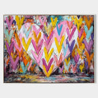 Vibrant Chevron Heart Impasto Painting