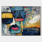 Urban Abstract Face & Skyline Painting