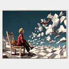 Surreal Boy Clouds Art Oil Painting
