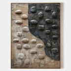 Wabi-Sabi Pebble Bas-Relief Painting