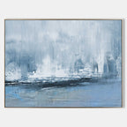 Misty Coastal Rain Abstract Painting Horizontal