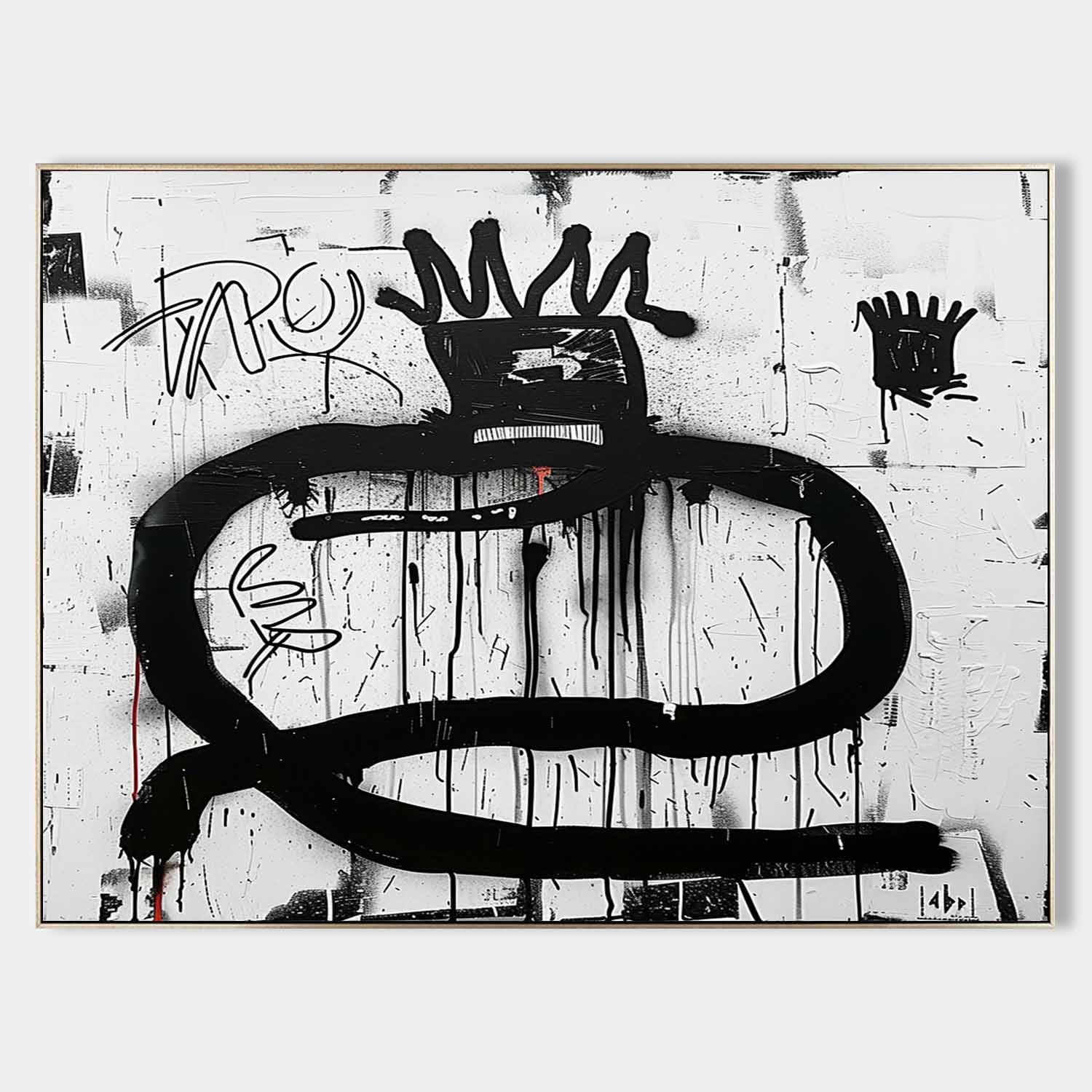 Tactile Neo-Expressionist Oil Painting Bold Black Drips