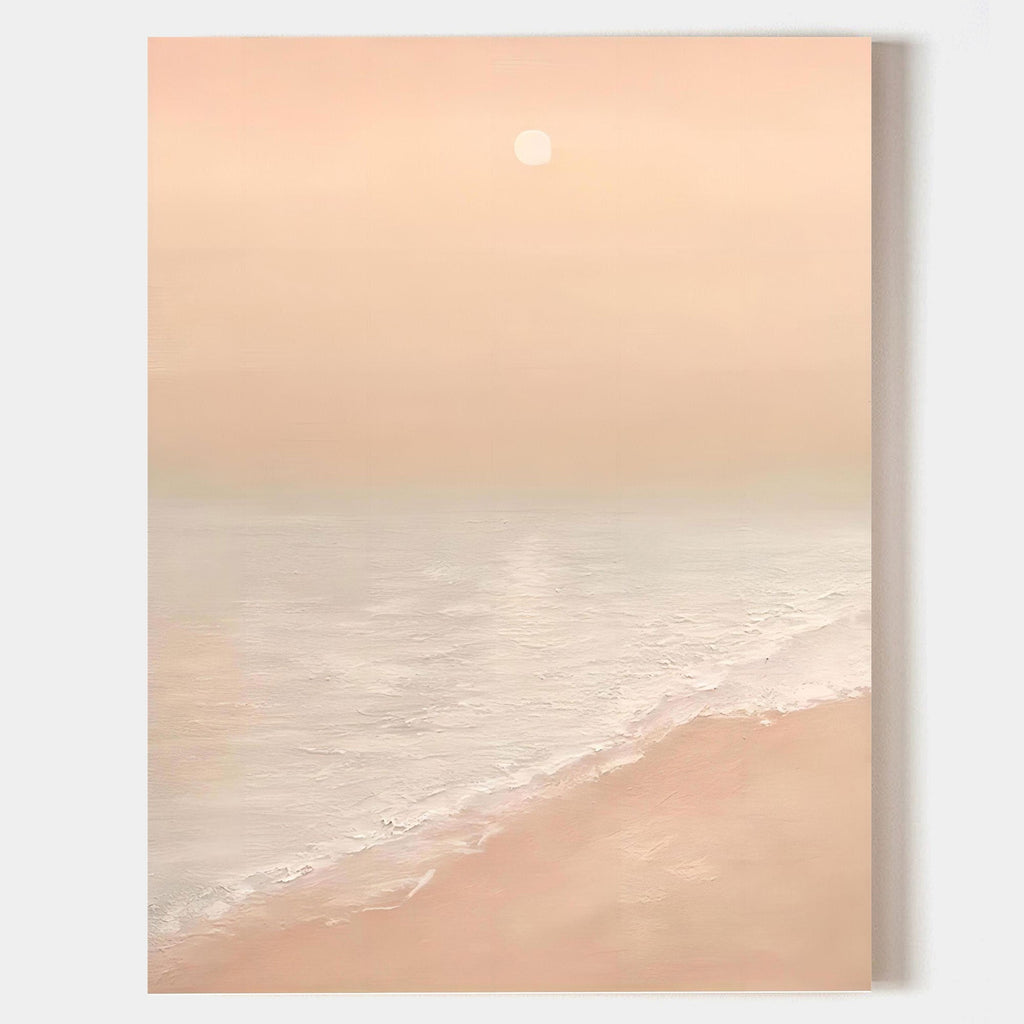 Wabi-Sabi Wall Soft Pink Beach Sunset Abstract Painting