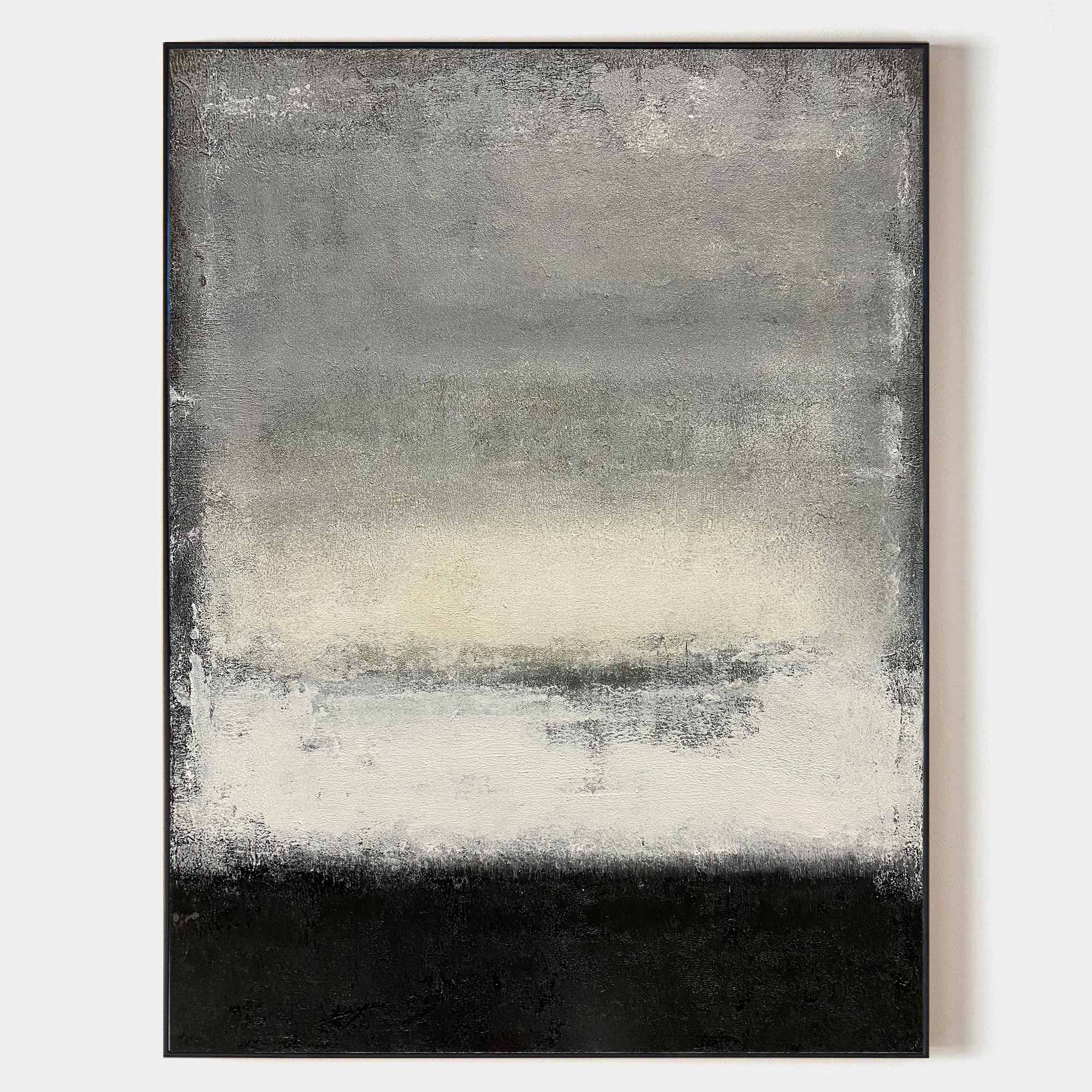 Monochrome Horizon Abstract Oil Painting