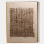 Minimalist 3D Textured Grid Painting Warm Brown Tone
