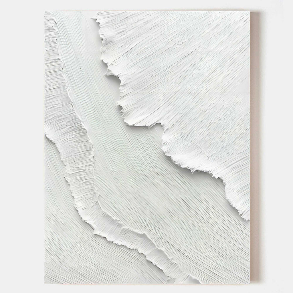 3D Textured White Wave Painting Organic Wall Art