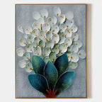 3D White Floral Bouquet Textured Painting