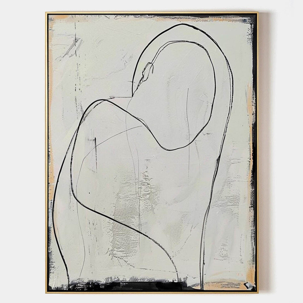 Minimalist Embrace Line Art Painting