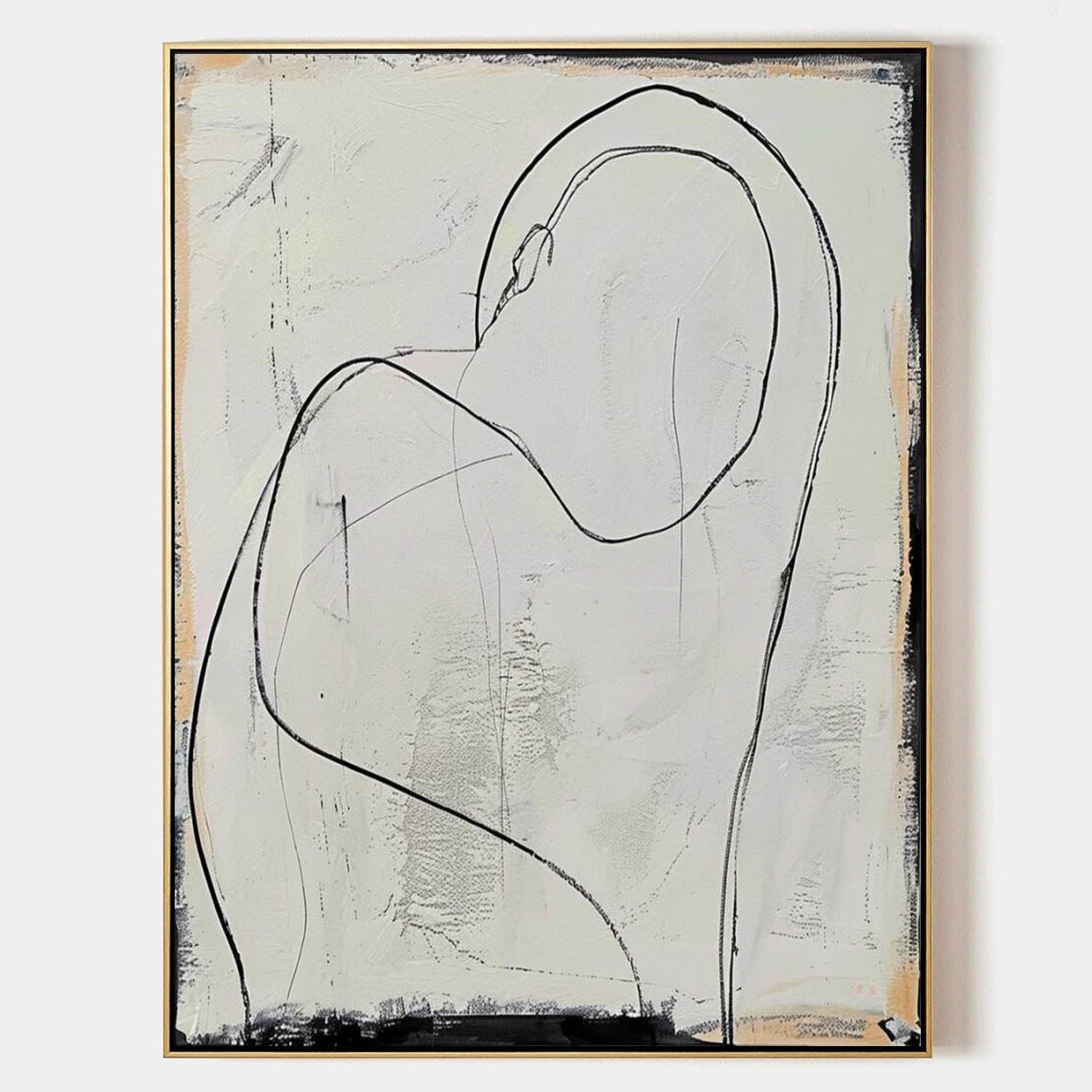 Minimalist Embrace Line Art Painting