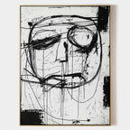 Abstract Expressionist Black White Portrait Painting