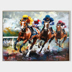 Dynamic Horse Racing Scene Painting