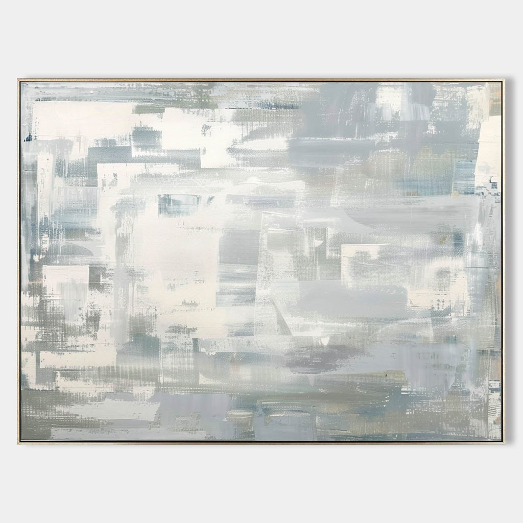 Minimalist Gray White Painting Textured Modern Wall Art