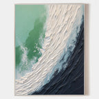 Ocean Wave Green Black Abstract Oil Painting