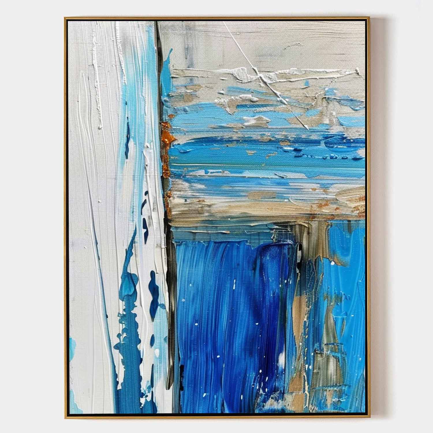 Wall Art Abstract Impasto Blue Dynamic Layer