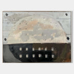 Dual-Tone Textured Half-Circle Oil Painting Geometric