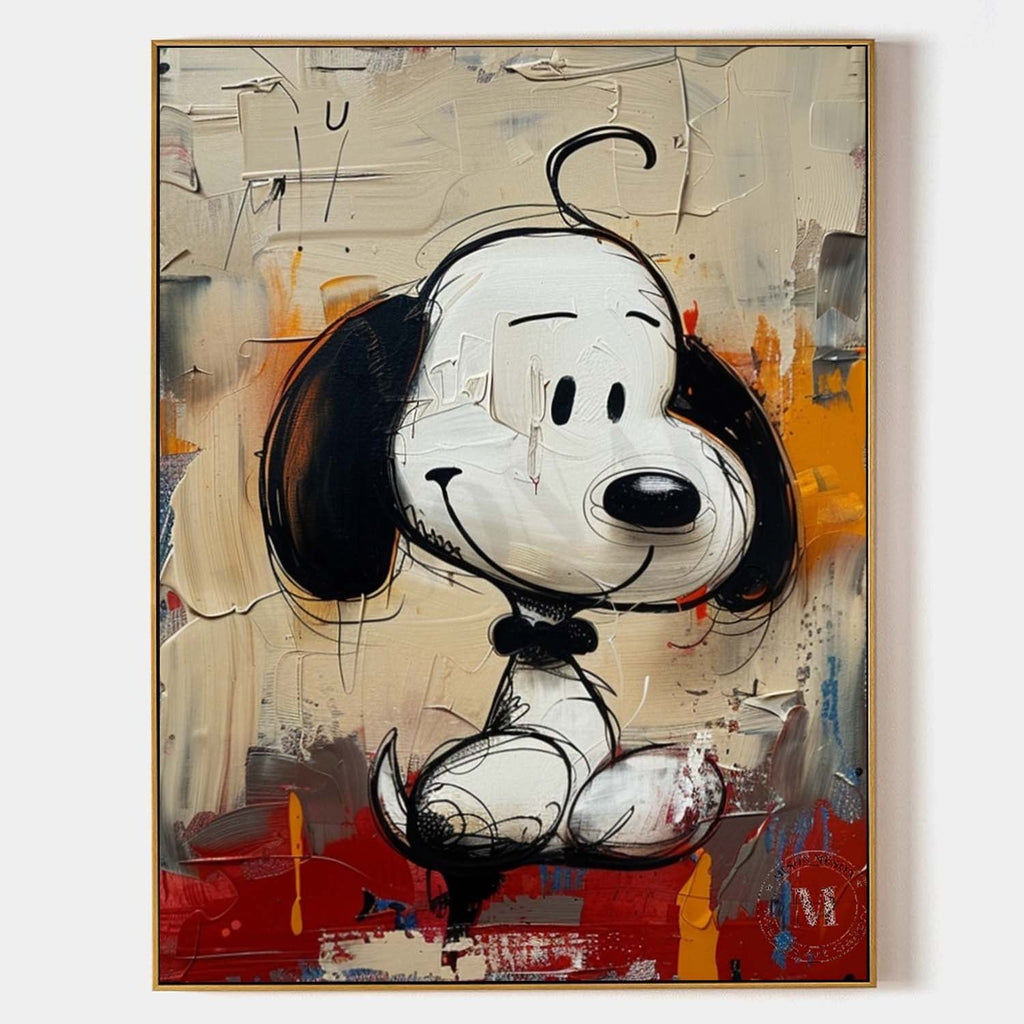 Abstract Graffiti Textured Snoopy Cartoon Wall Art