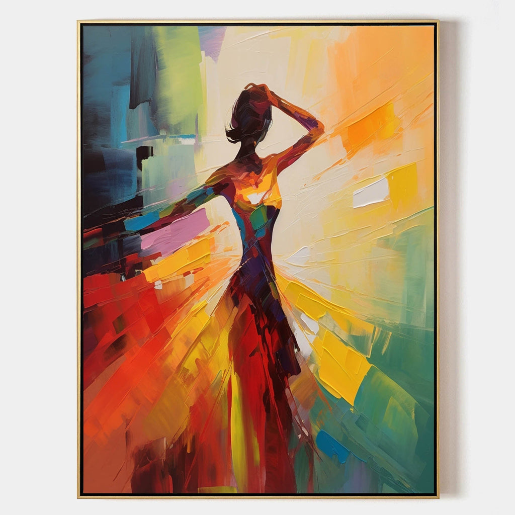 Palette Canvas Art Vibrant Abstract Dancer Painting Colorful Impasto