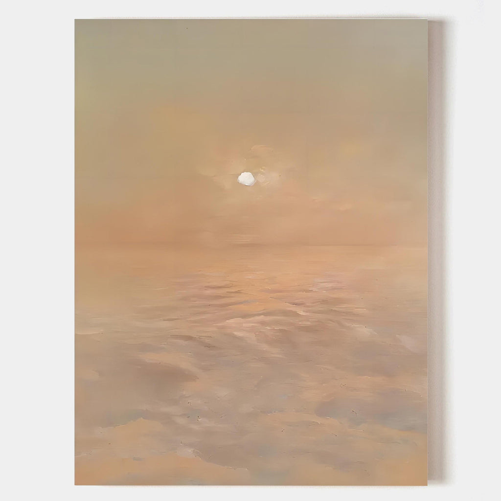 Serene Coastal Sunrise Landscape Oil Painting