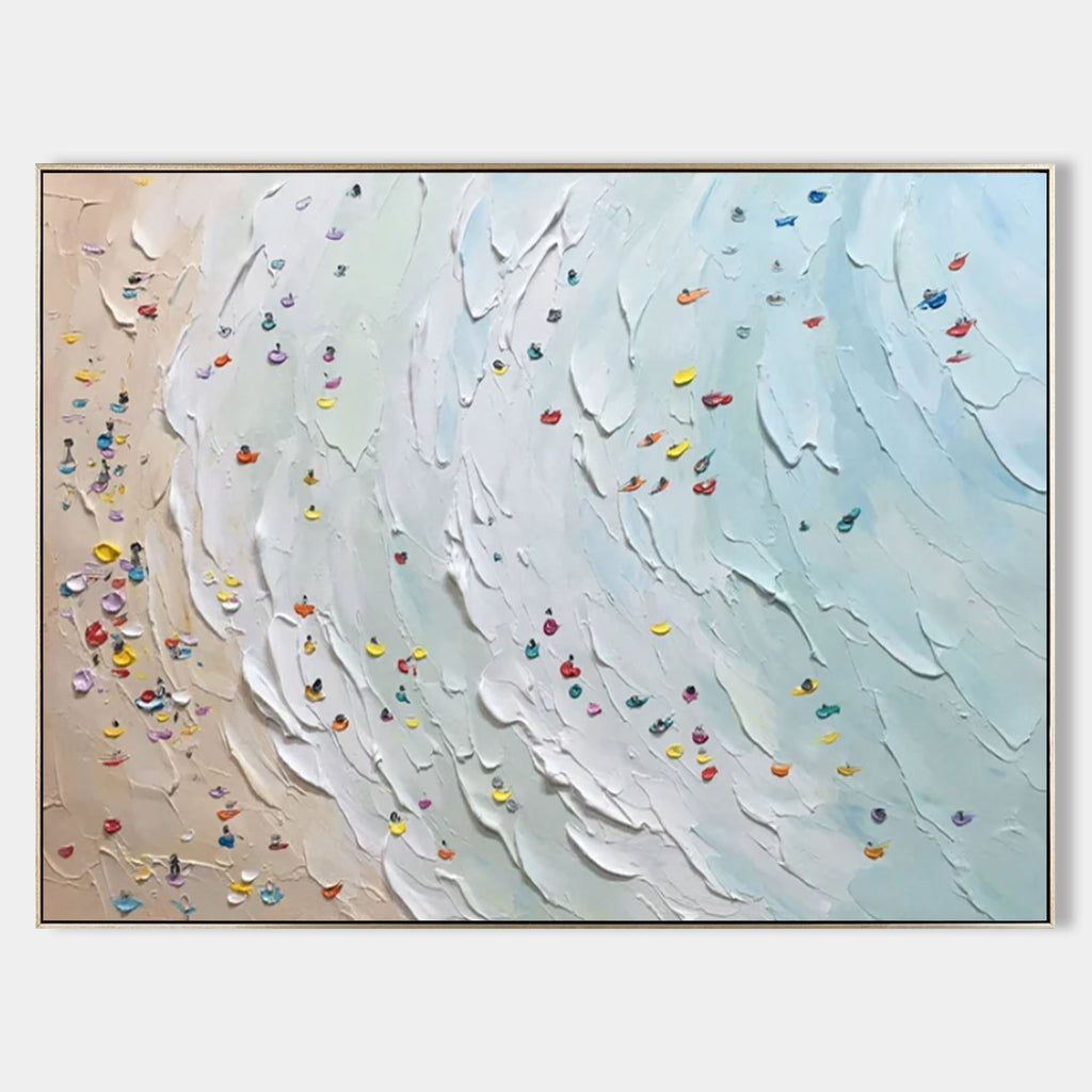 Beach Wave with Confetti Impasto Painting