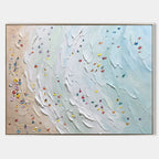 Beach Wave with Confetti Impasto Painting