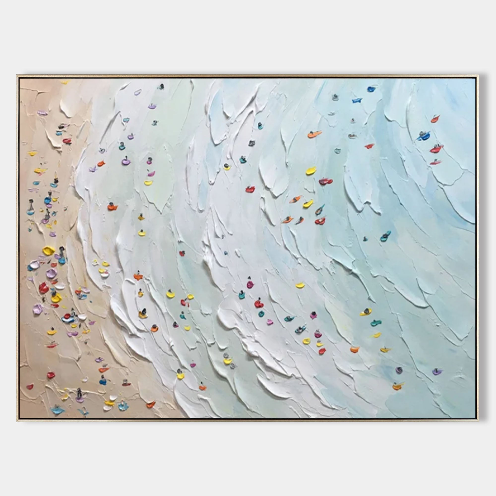 Beach Wave with Confetti Impasto Painting