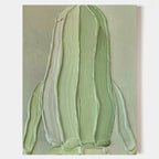 Soft Green Impasto Textured Organic Form Wall Art
