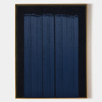 Textured Indigo Blue Vertical Abstract Painting