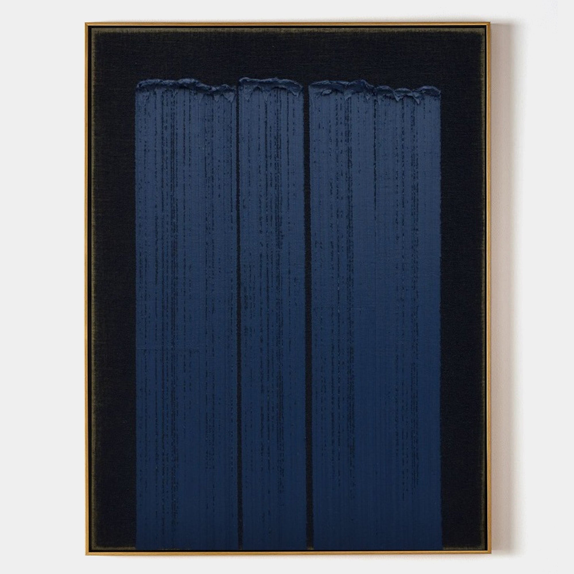 Textured Indigo Blue Vertical Abstract Painting